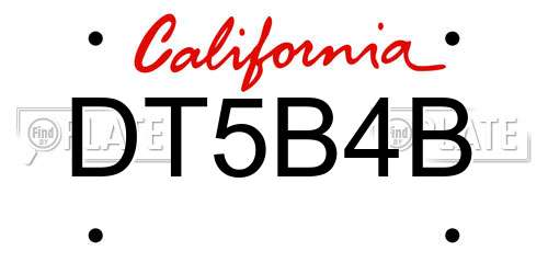 DT5B4B California License Plate