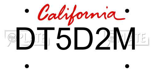 DT5D2M California License Plate
