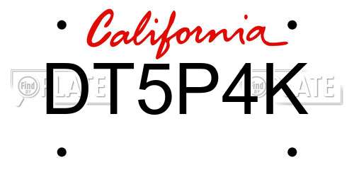 DT5P4K California License Plate
