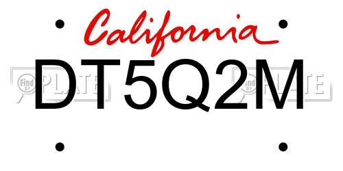 DT5Q2M California License Plate