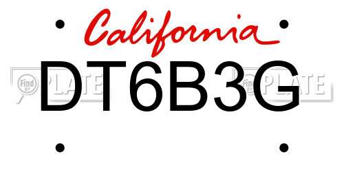 DT6B3G California License Plate
