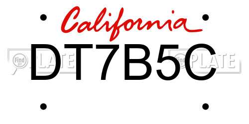 DT7B5C California License Plate