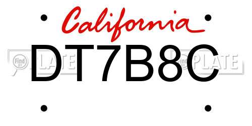 DT7B8C California License Plate