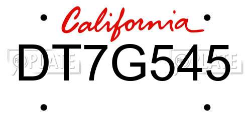 DT7G545 California License Plate