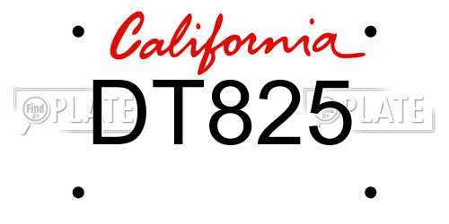 DT825 California License Plate