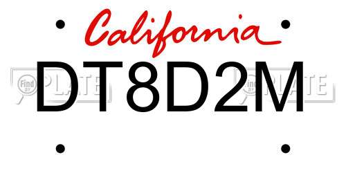 DT8D2M California License Plate