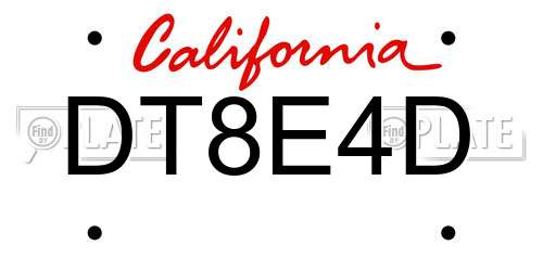 DT8E4D California License Plate