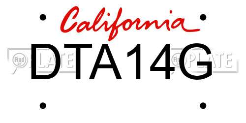 DTA14G California License Plate