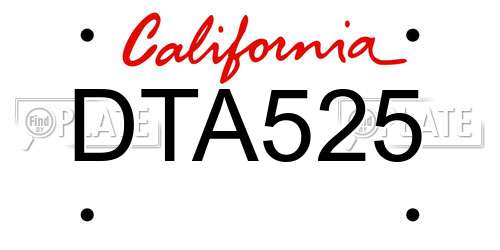 DTA525 California License Plate