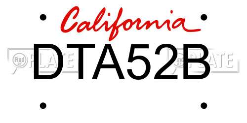 DTA52B California License Plate