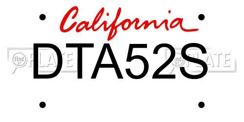 DTA52S California License Plate