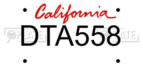 DTA558 California License Plate