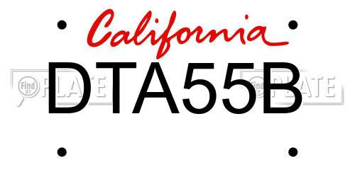 DTA55B California License Plate