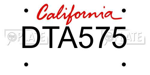 DTA575 California License Plate