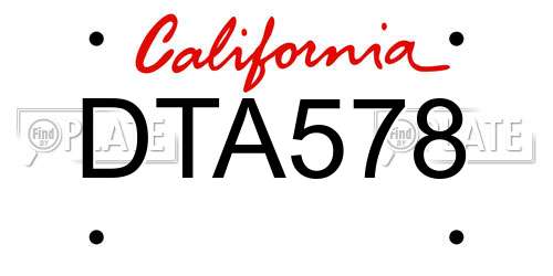 DTA578 California License Plate