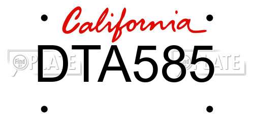 DTA585 California License Plate
