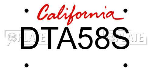 DTA58S California License Plate