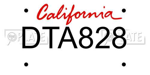 DTA828 California License Plate