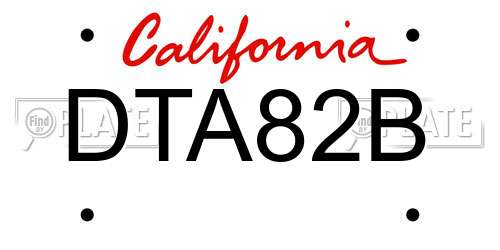 DTA82B California License Plate