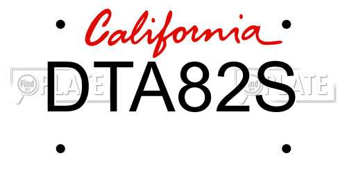 DTA82S California License Plate
