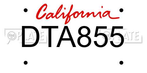 DTA855 California License Plate