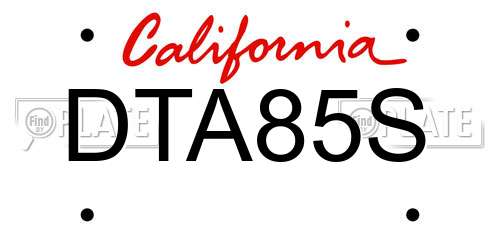 DTA85S California License Plate