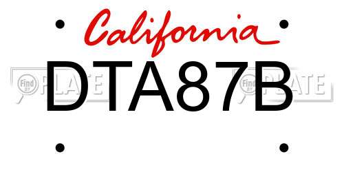 DTA87B California License Plate