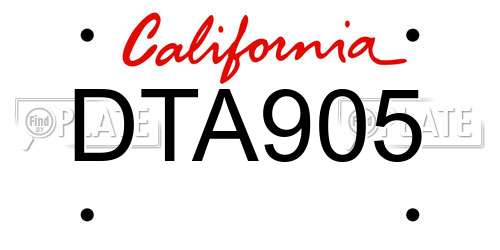 DTA905 California License Plate
