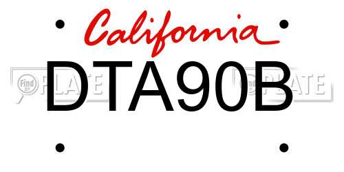 DTA90B California License Plate