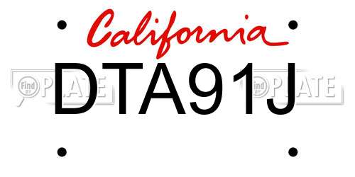 DTA91J California License Plate
