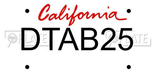 DTAB25 California License Plate