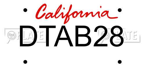 DTAB28 California License Plate