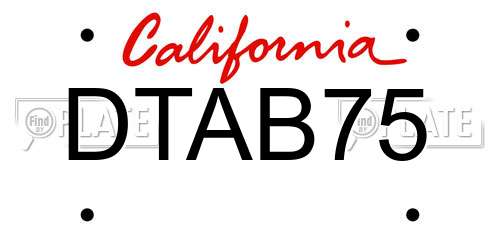 DTAB75 California License Plate