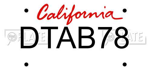 DTAB78 California License Plate