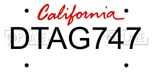 DTAG747 California License Plate