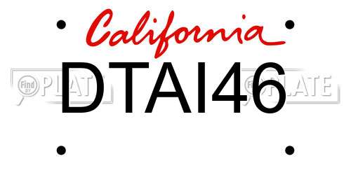DTAI46 California License Plate