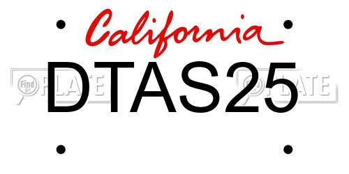 DTAS25 California License Plate