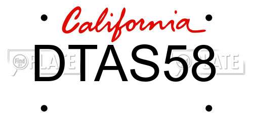 DTAS58 California License Plate