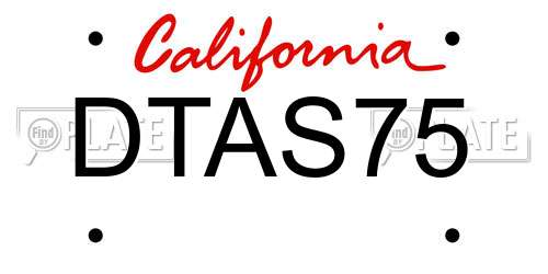 DTAS75 California License Plate