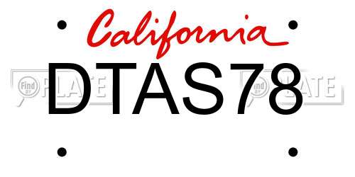 DTAS78 California License Plate