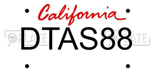 DTAS88 California License Plate