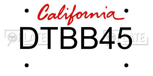 DTBB45 California License Plate