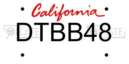 DTBB48 California License Plate