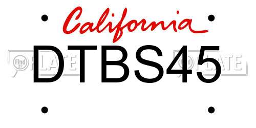 DTBS45 California License Plate