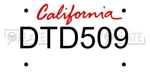 DTD509 California License Plate