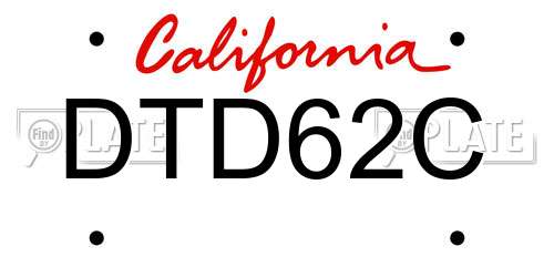 DTD62C California License Plate