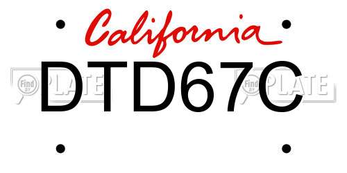DTD67C California License Plate
