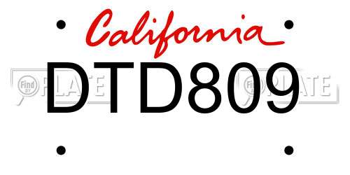 DTD809 California License Plate