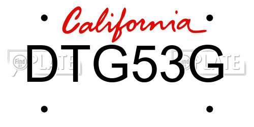DTG53G California License Plate