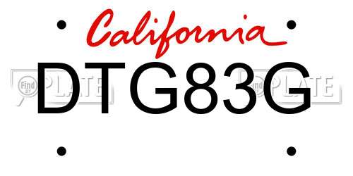 DTG83G California License Plate